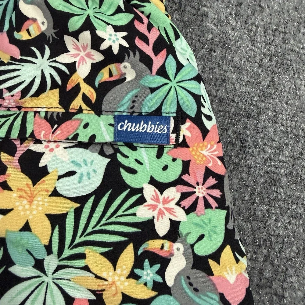 Chubbies Swim Trunks Mens Medium Floral Tucan‎ Bird Tropical Lined 5.5